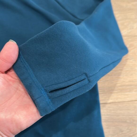 ATHLETA Sardinia Blue Cozy Karma ASYM Pullover Fleece Cowl Neck Jacket Size S - Picture 13 of 14